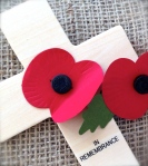 Remembrance poppies and cross